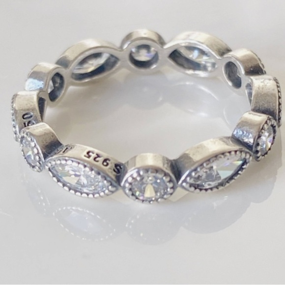 Pandora Silver CZ Alluring Brilliant Marquise Stackable Ring - Picture 7 of 7